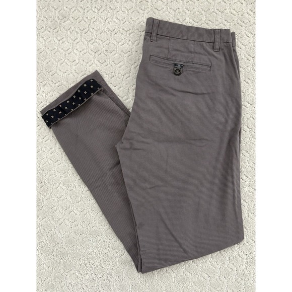 Ted Baker London Gray Patterned Tapered Leg Chino Pants Size 32R - Picture 1 of 5